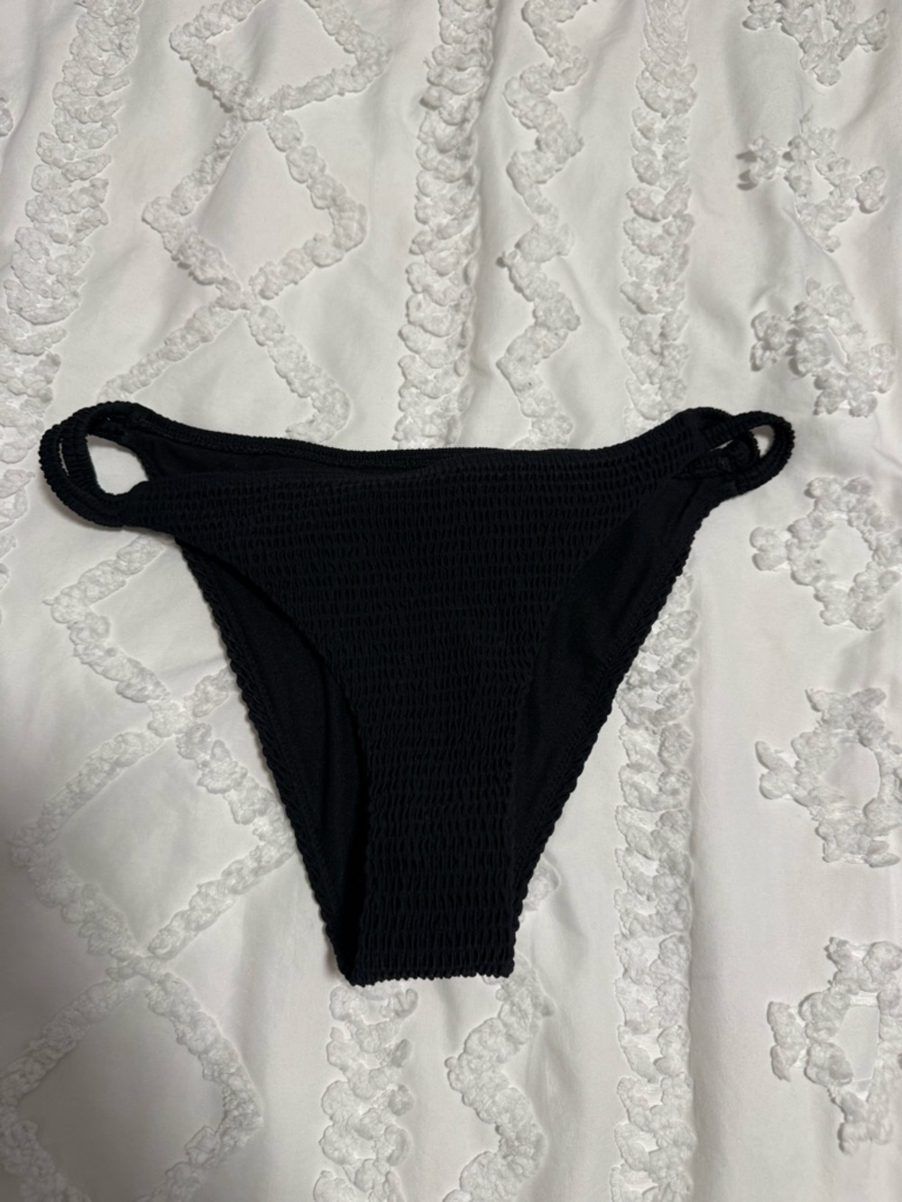 Hollister Black Textured Swim Hipster Bottom